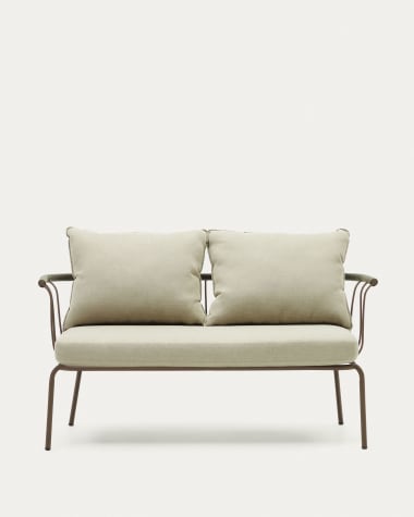 Salguer 2-Sitzer-Sofa aus grünem Seil und Stahl in Braun 134 cm