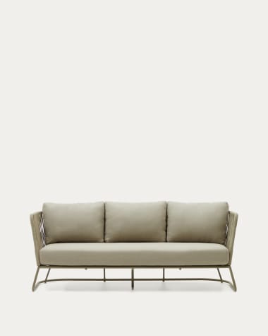 Saconca 3-seater outdoor sofa made of cord and green galvanised steel, 192 cm
