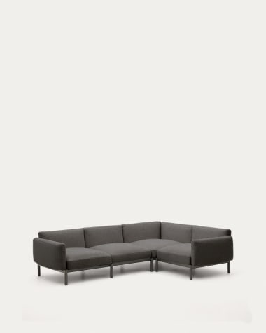 Canapé d’angle modulable d’extérieur 5 places Sorells en aluminium gris 266  cm