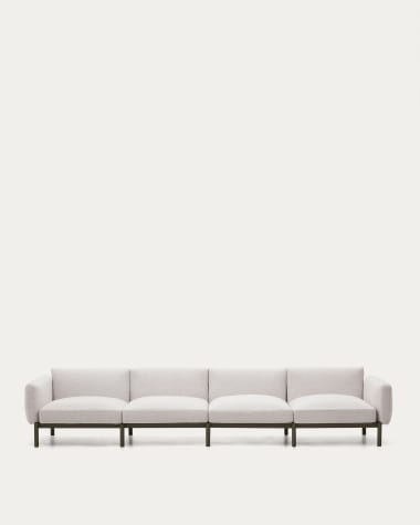 Modulares 4-Sitzer-Sofa für den Außenbereich Sorells aus Aluminium in grüner Ausführung 314 cm