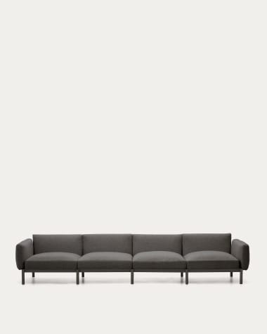 Modulares 4-Sitzer-Sofa für den Außenbereich Sorells aus Aluminium in grauer Ausführung 314 cm