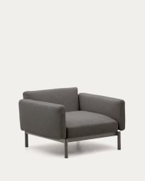 Modularer Sessel für den Aussenbereich mit grauem Bezug und grauem Aluminium