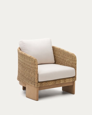 Xoriguer armchair in synthetic rattan and 100% FSC solid eucalyptus wood