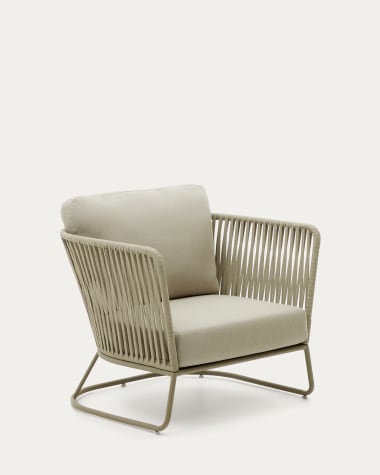 Outdoor-fauteuil Saconca van touw en groen gegalvaniseerd staal