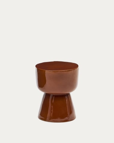 Ogrodowy stolik pomocniczy Mesquida z ceramiki, o wykończeniu szkliwionej terakoty Ø 35 cm