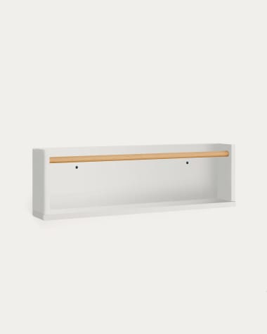 Shantal solid ash wood shelf in white finish, 10 x 50 cm
