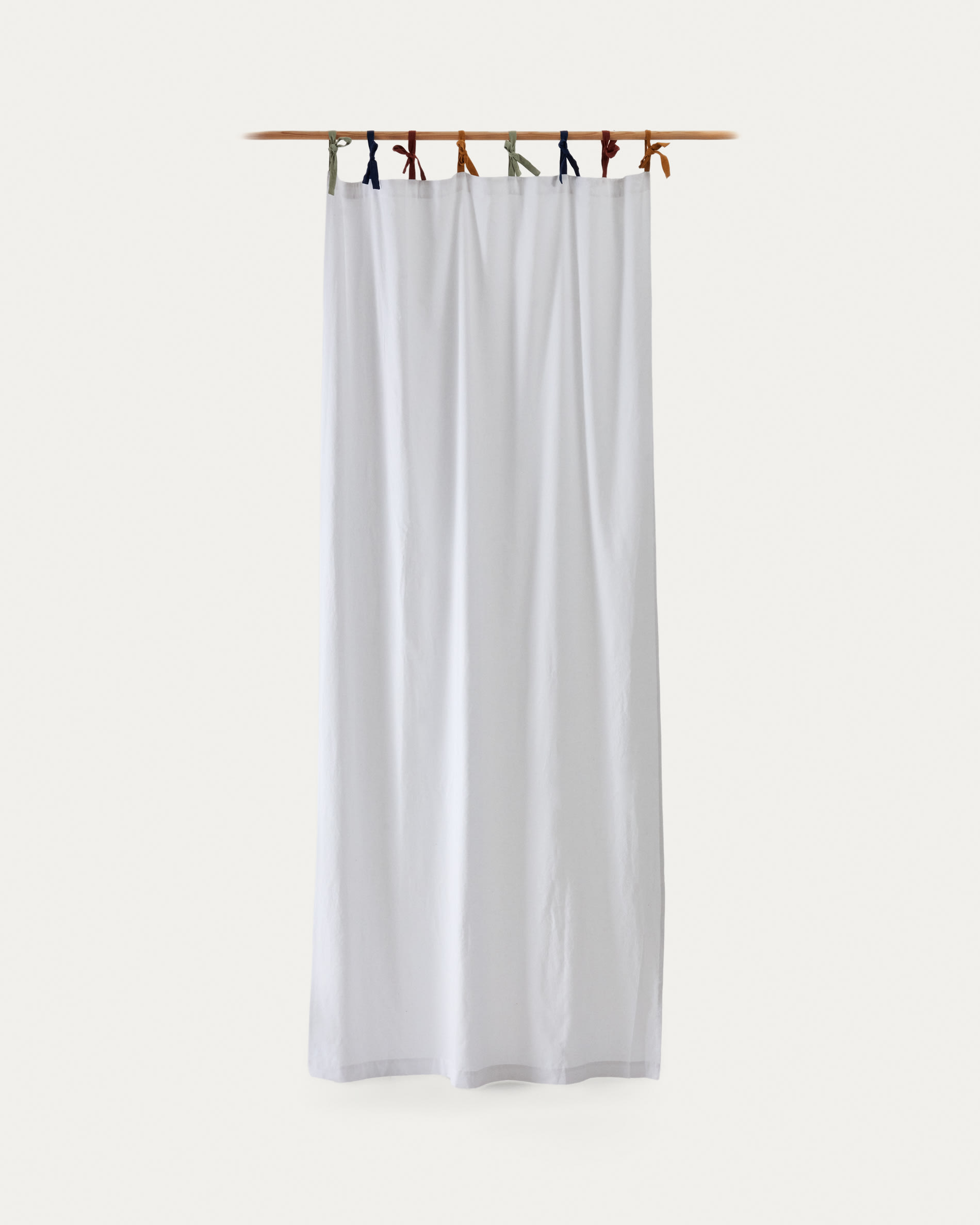 Tenda Zelda 100% cotone bianco e lacci colorati 135 x 270 cm