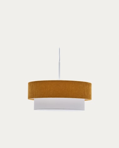 Lampada da soffitto Bianella in cotone e velluto senape Ø 40 cm