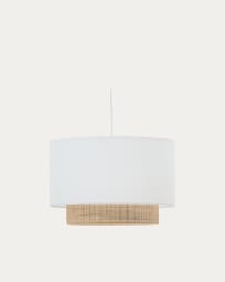 Pantalla para lámpara de techo Erna de bambú con acabado natural y blanco Ø 40 cm