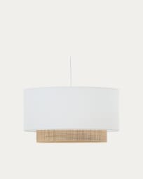 Pantalla para lámpara de techo Erna de bambú con acabado natural y blanco Ø 60 cm