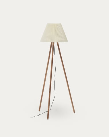 Benicarlo floor lamp in solid rubber wood with a natural, beige finish