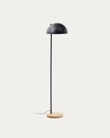 Catlar ash wood and metal floor lamp in a black painted finish with a UK adapter