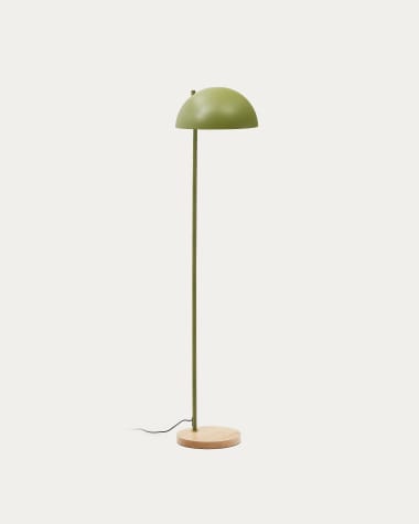 Catlar ash wood and metal floor lamp in a green painted finish