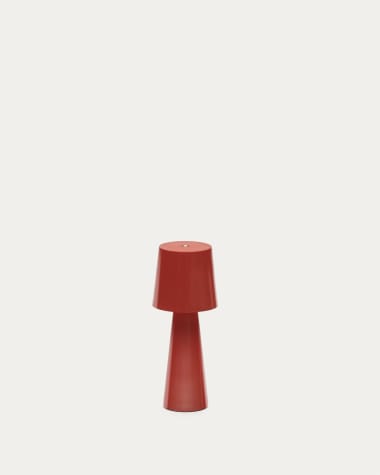 Lampe de table petit format Arenys en métal peint rouge