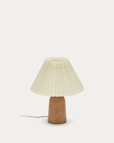 Lampa stołowa Benicarlo z drewna z wykończeniem w kolorze naturalnym i beżowym