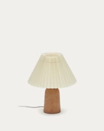Lampada da tavolo Benicarlo in legno finitura naturale e beige