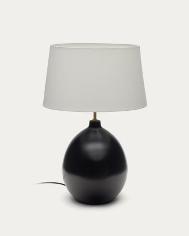 Foixa metal table lamp in black finish with UK adaptador