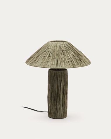 Lampa stołowa Samse z zielonej rafii