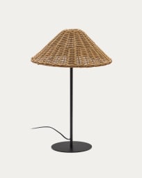Urania table lamp in rattan and metal with black painted finished UK adapter