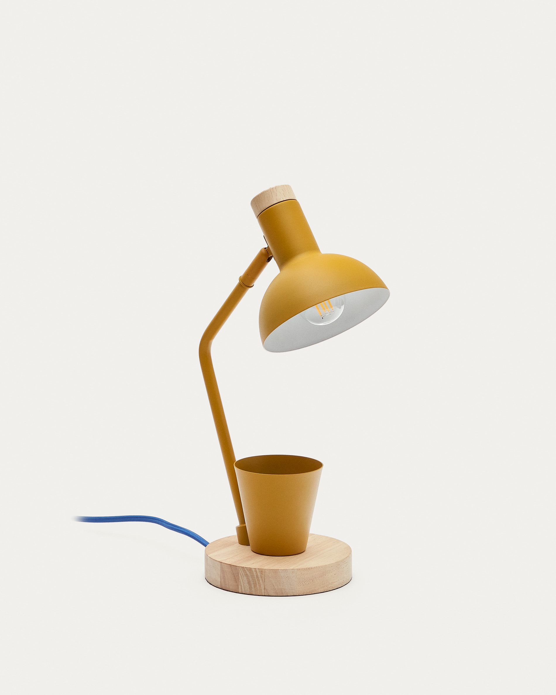 und senffarbenem | Schreibtischlampe aus Home Kave Metall Katia Holz