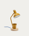 Lampe de bureau Katia en bois et métal moutarde