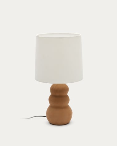 Madsen-tafellamp van terracotta met witte lampenkap