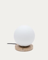 Malachi table lamp with glazed glass and travertine stone