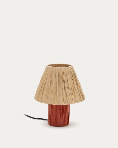 Pulmi table lamp in natural and terracotta raffia UK adapter