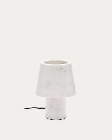 Alaro white marble table lamp with a UK adapter