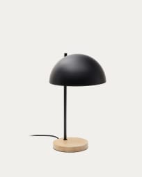 Catlar ash wood and metal table lamp in a black painted finish with a UK adapter