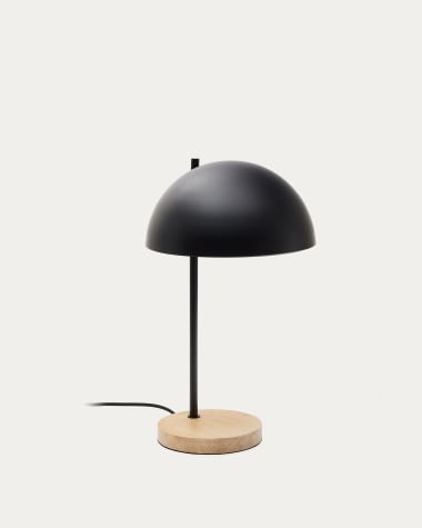 Lampe de table Catlar en bois de frêne et métal avec finition noire