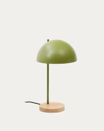 Catlar ash wood and metal table lamp in a green painted finish