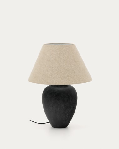 Lámpara de mesa Mercadal de cerámica con acabado negro