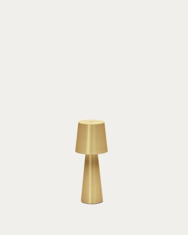 Mała metalowa lampa stołowa Arenys z wykończeniem w złotym kolorze