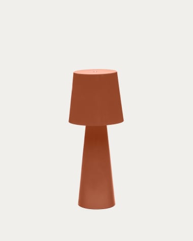 Arenys large outdoor metal table lamp in a terracotta painted finish