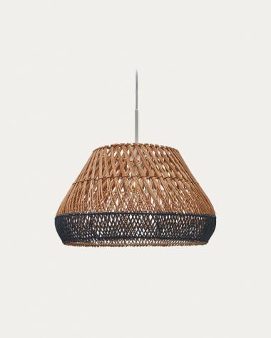 Daro rattan ceiling lamp shade with a natural and blue finish, Ø 45 cm