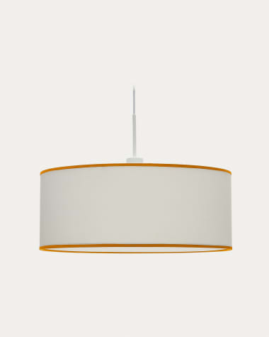 Binisalem ceiling lamp shade in white and mustard, Ø 50 cm