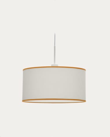 Binisalem ceiling lamp shade in white and mustard, Ø 40 cm