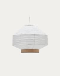 Lampenkap Hila voor plafondlamp van wit papier en natuurlijk houtfineer Ø 55 cm
