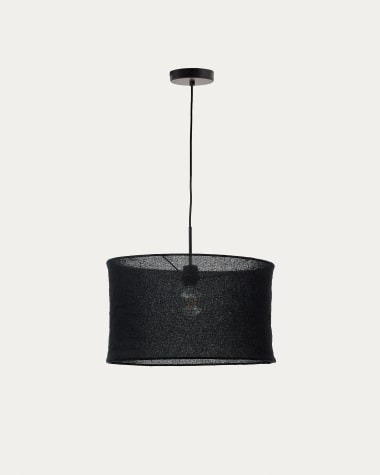 Paralume per lampada da soffitto Mariela in lino con finitura in nero Ø 50 x 30 cm