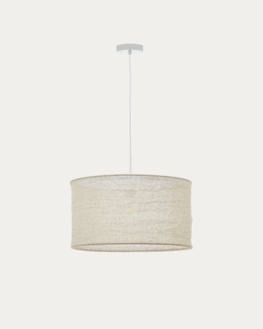 Pantalla para lámpara de techo Mariela de lino con acabado beige Ø 50 x 30 cm