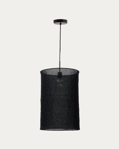 Paralume per lampada da soffitto Mariela in lino con finitura in nero Ø 40 x 60 cm