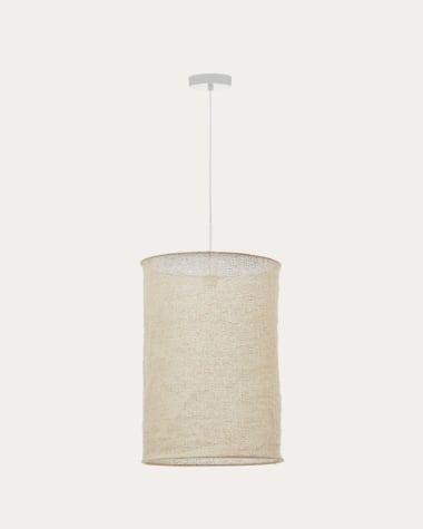 Pantalla para lámpara de techo Mariela de lino con acabado beige Ø 40 x 60 cm
