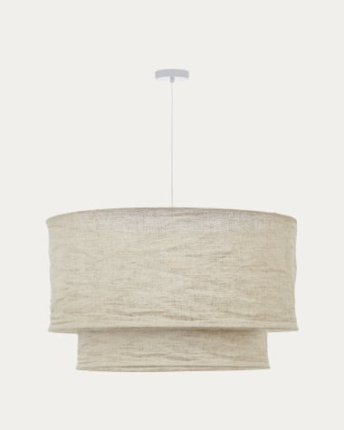 Pantalla para lámpara de techo Mariela de lino con acabado beige Ø 60 x 40 cm