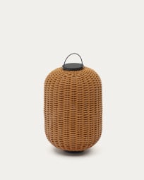 Saranella large portable table lamp in brown faux rattan