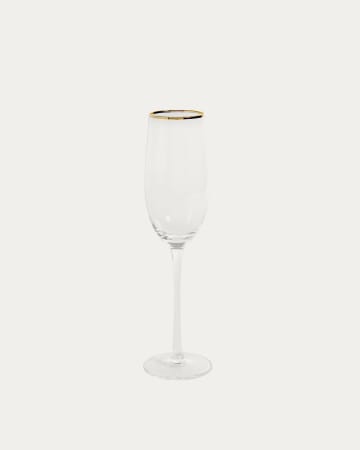 Flûte à champagne Rasine en cristal transparent et détail doré 20cl