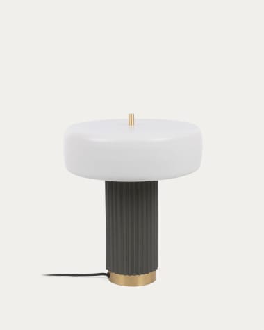 Serenella table lamp in metal with white and green painted finish UK adapter