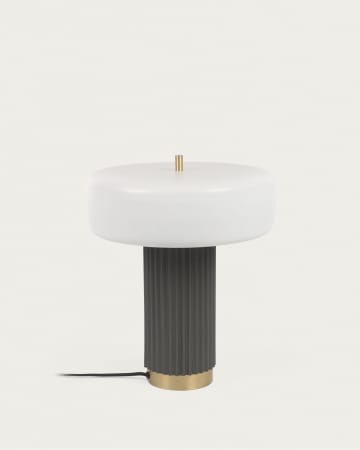 Lampa stołowa Serenella z metalu z lakierowanym wykończeniem w kolorze białym i zielonym