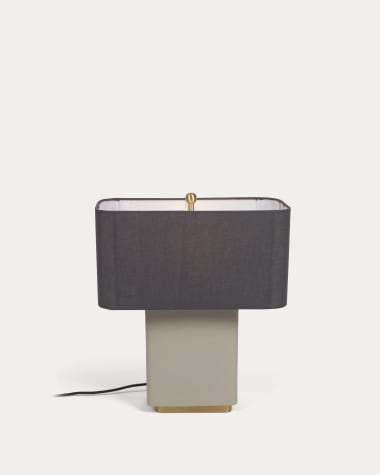 Clelia table lamp in metal with beige and dark grey painted finish UK adapter