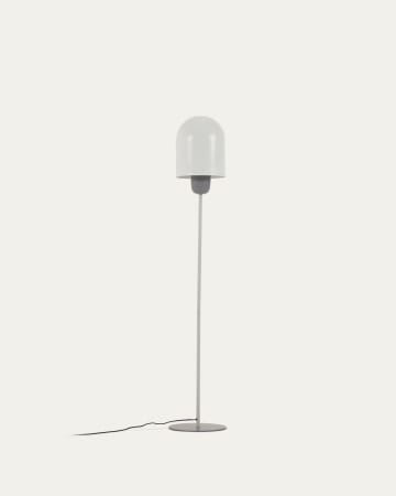 Metalen vloerlamp Brittany met een wit-grijze afwerking.